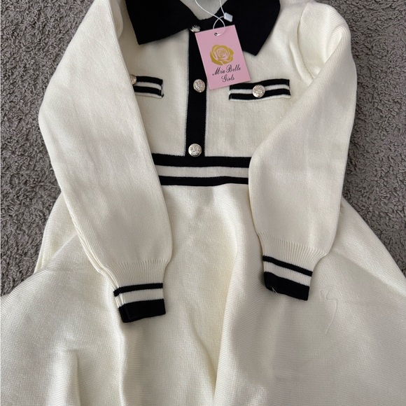 NWT Black and Cream Preppy Kids Dress - Picture 2 of 3